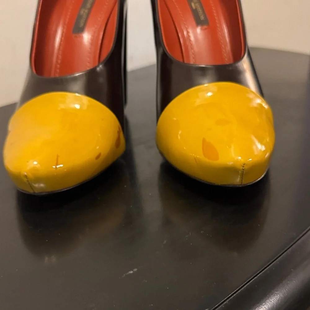 Louis Vuitton Two-Tone Brown and Yellow Heels